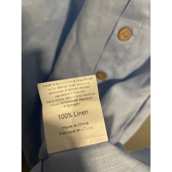 Lintico Dress Womens XL Blue Linen Shift Midi Button Detail Pockets Lagenlook - Picture 4 of 9